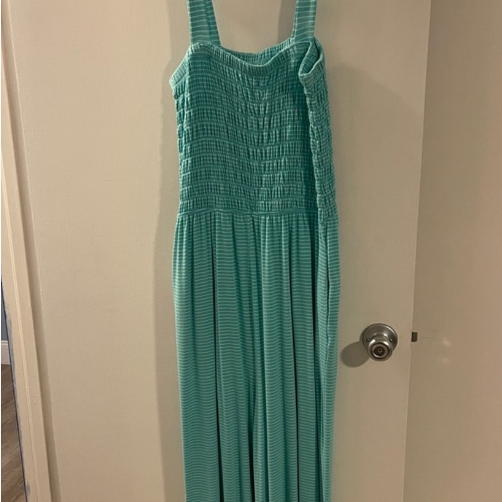 Zenana Outfitters Teal Striped Jumpsuit- Mint